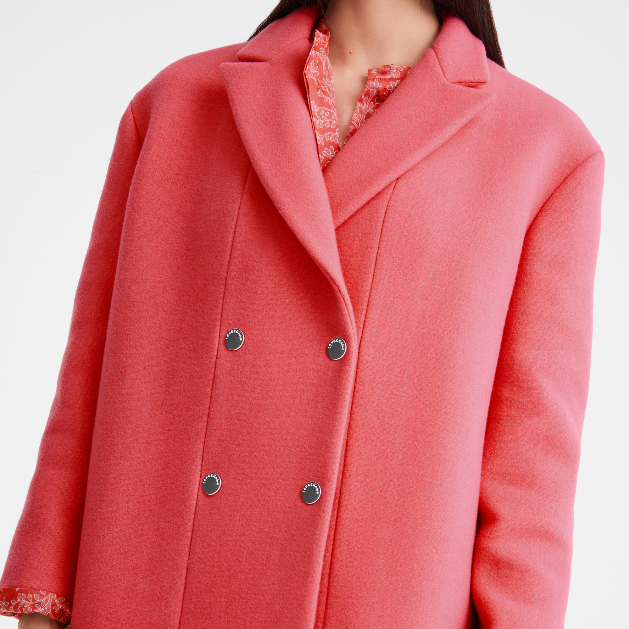 Straight peacoat Blush - Wool broadcloth - 5