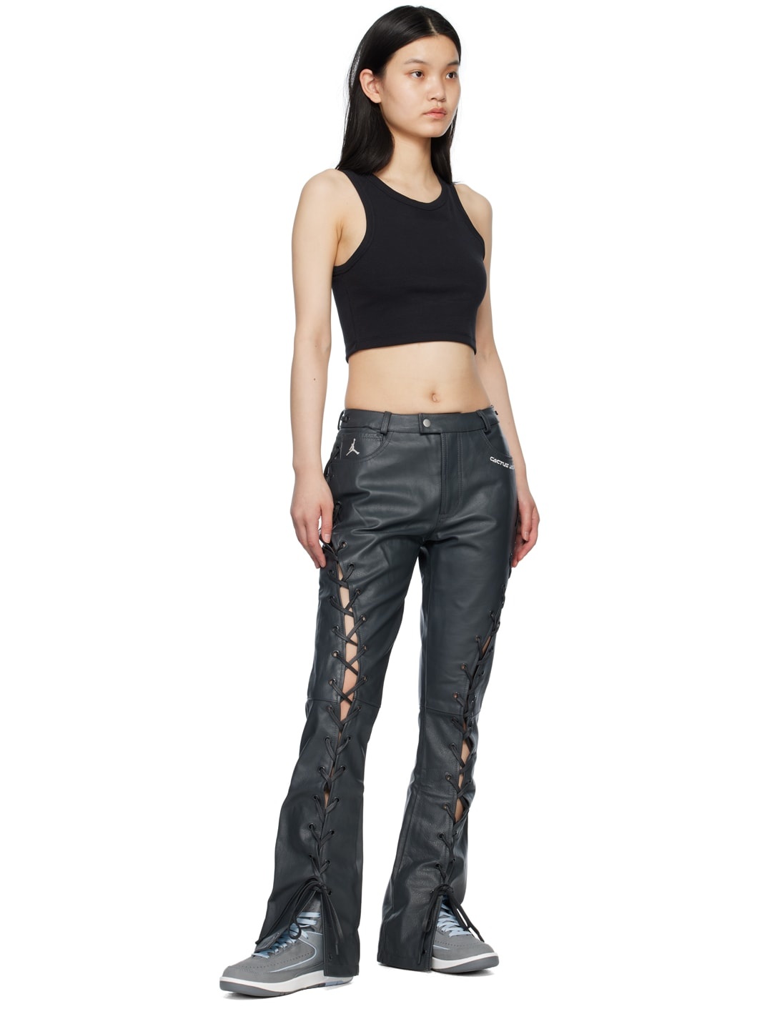 Black Travis Scott Edition Leather Pants - 4