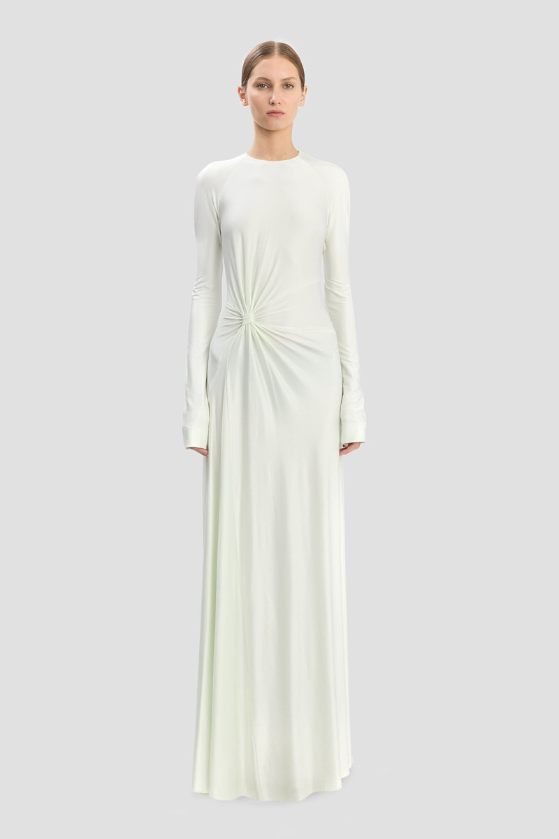 Victoria Beckham Twist Waist Gown In Aloe outlook