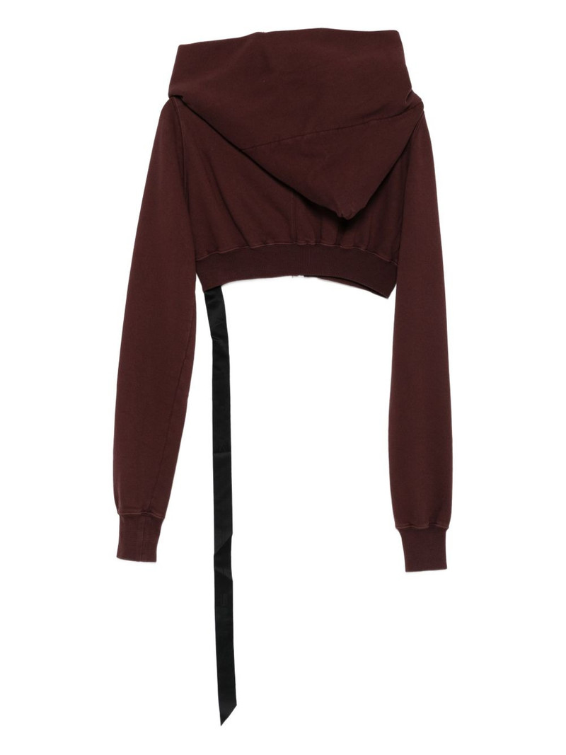 Rick Owens DRKSHDW cowl-neck zip-front cropped sweatshirt outlook