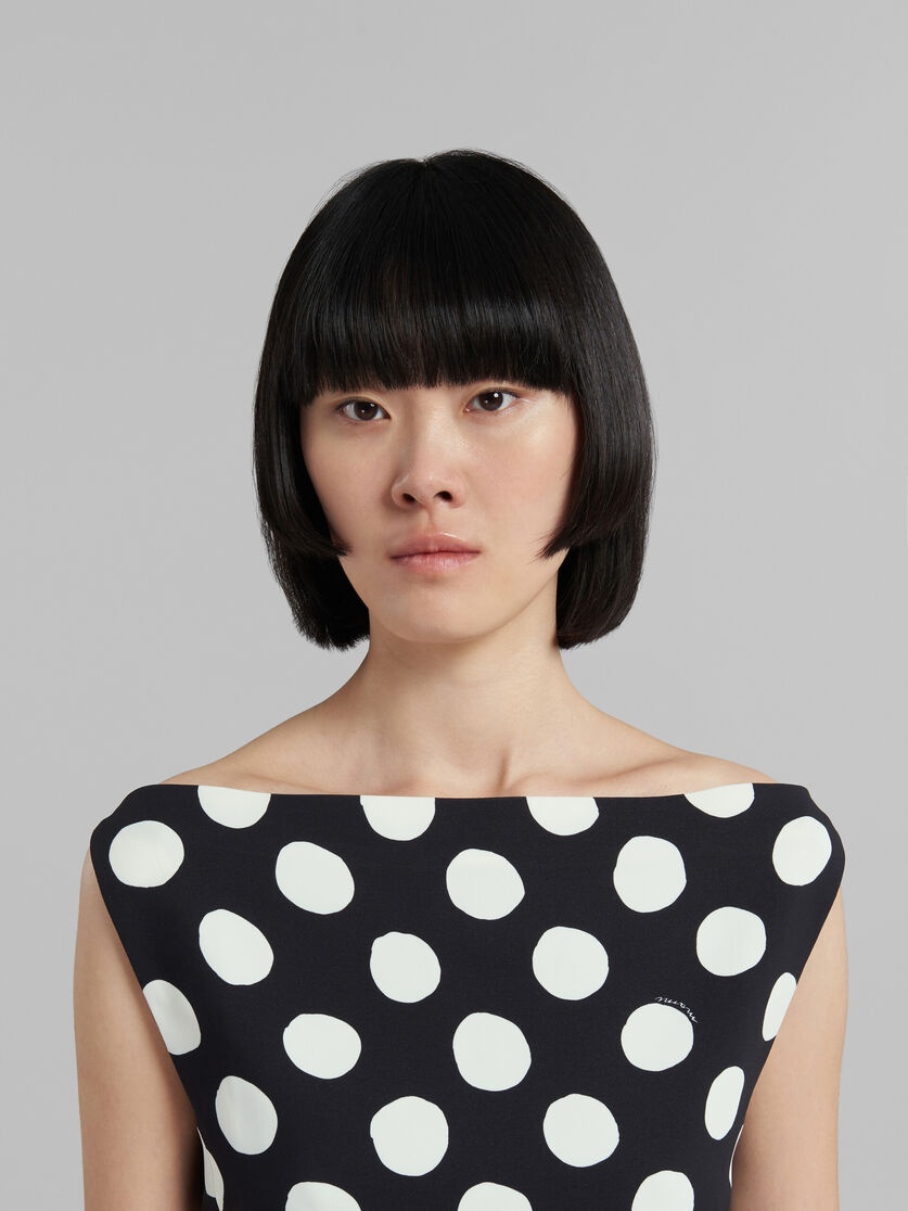 BLACK CADY BOAT-NECK TOP WITH POLKA DOTS - 4