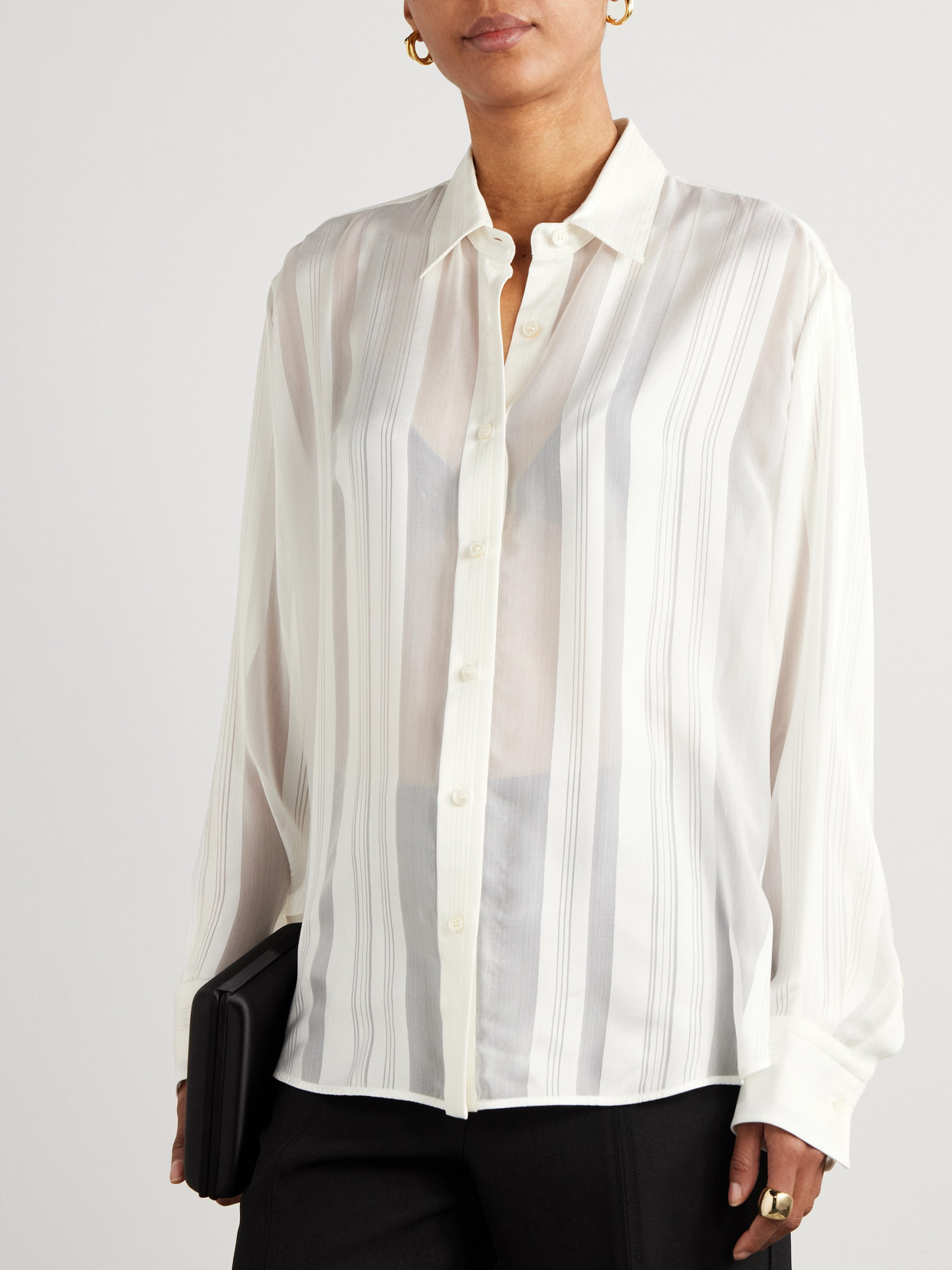 Paneled Organic Silk-chiffon And Satin Shirt - 4