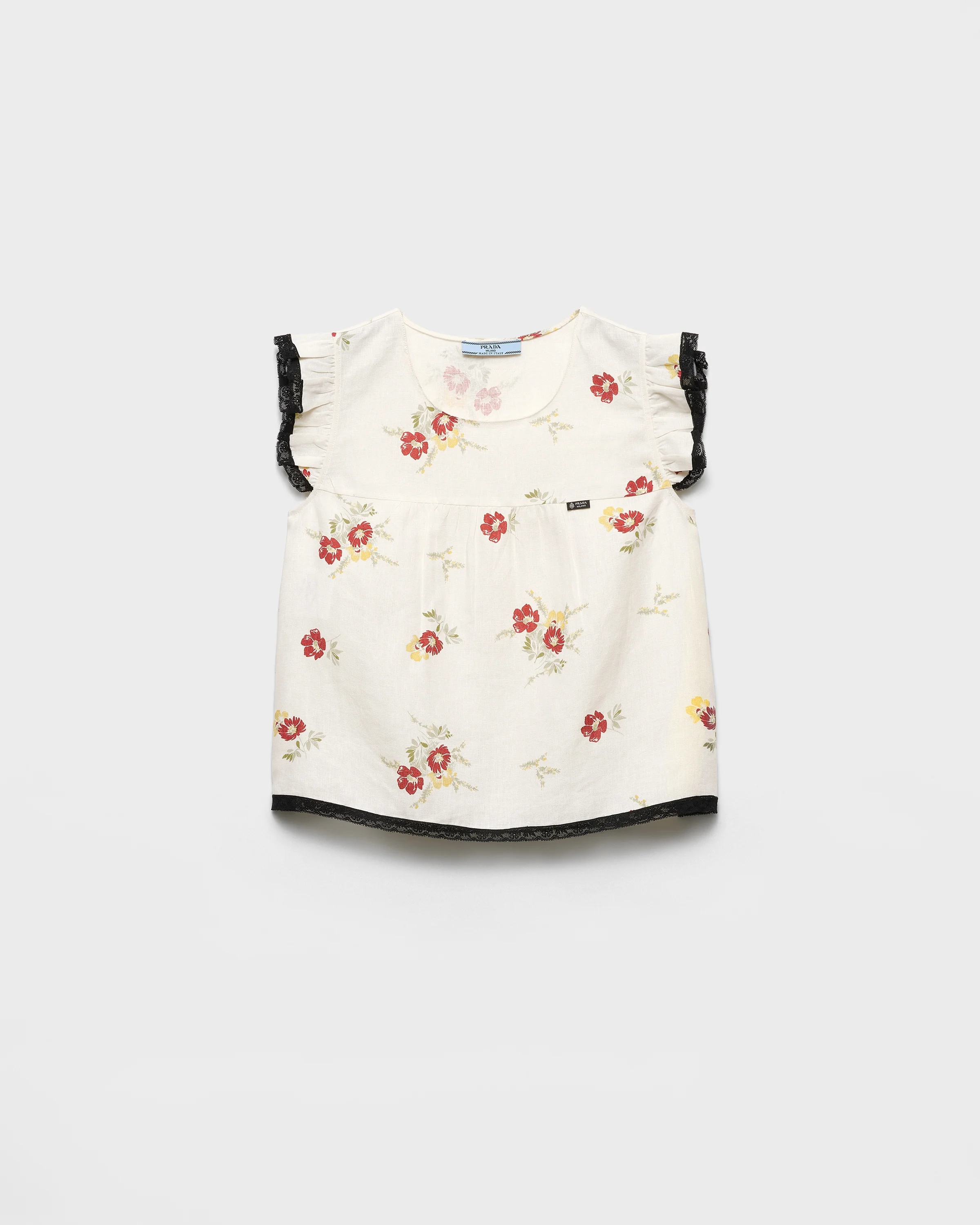 Linen top with floral motif - 1