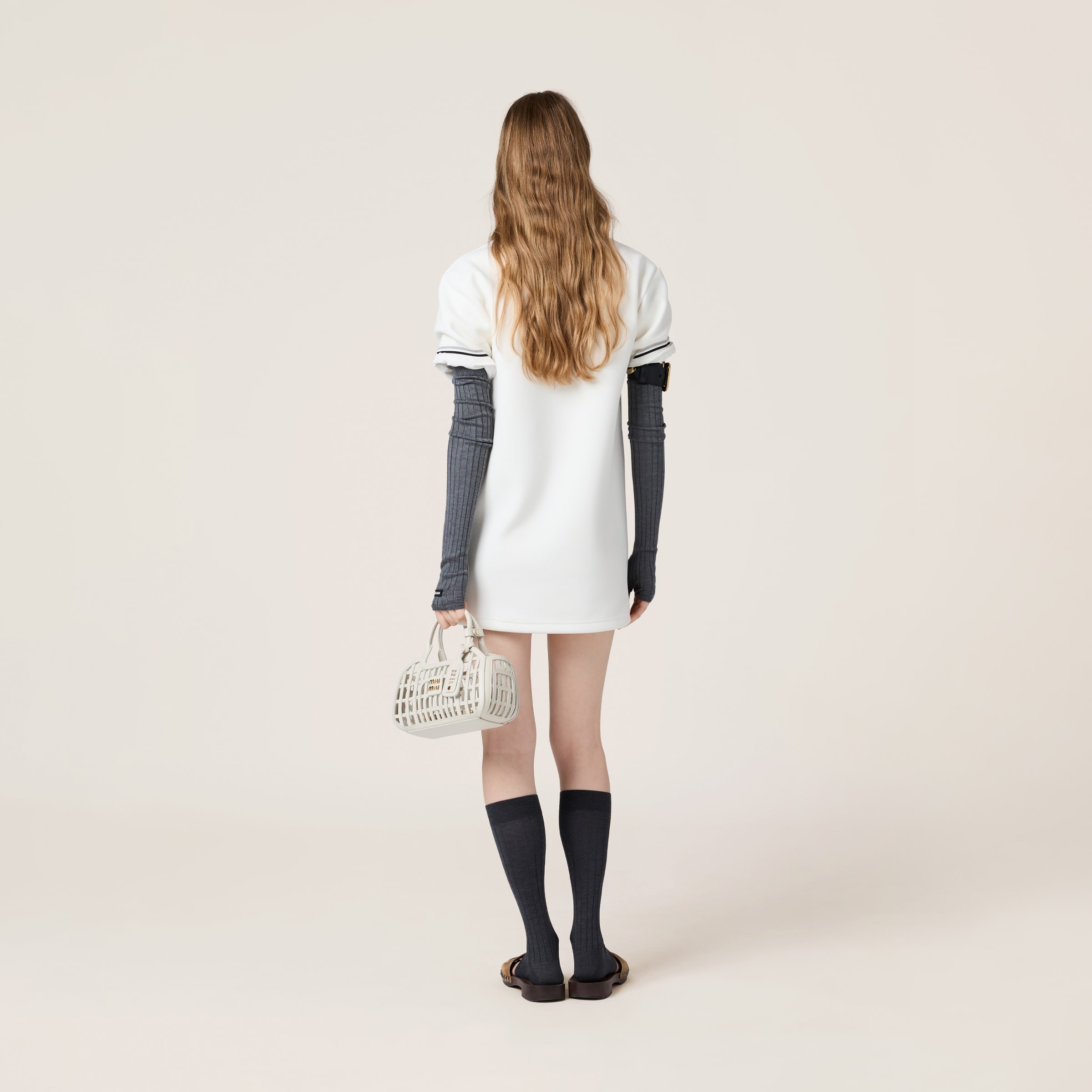 Bonded piqué and technical jersey dress - 3