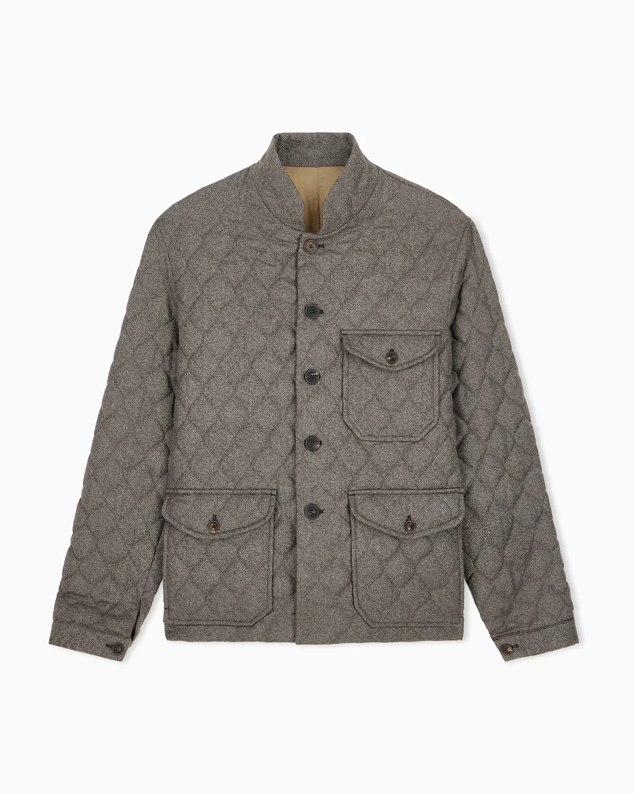 BLOUSON JACKET IN QUILTED VIRGIN WOOL WITH STAND UP COLLAR - 1