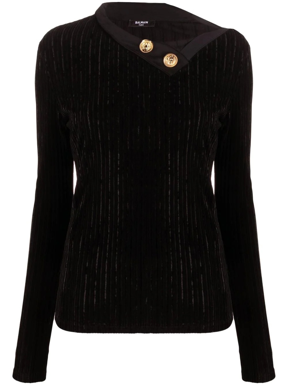 button-embellished long-sleeve top - 1