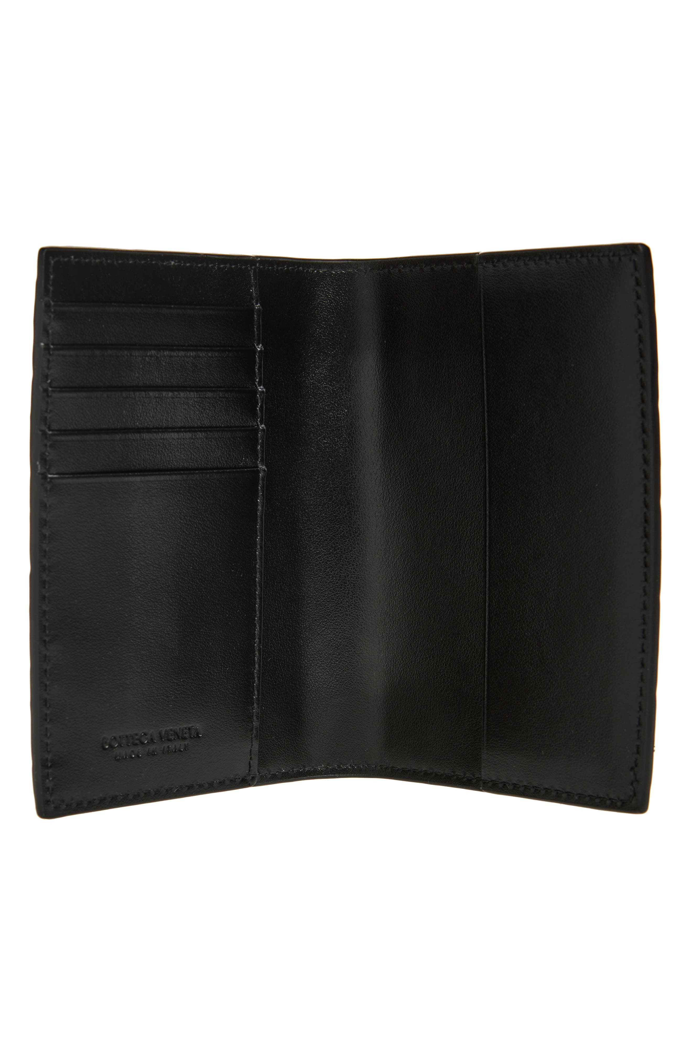 Bottega Veneta Intrecciato Leather Passport Case in 8425 Black-Gold at Nordstrom - 2