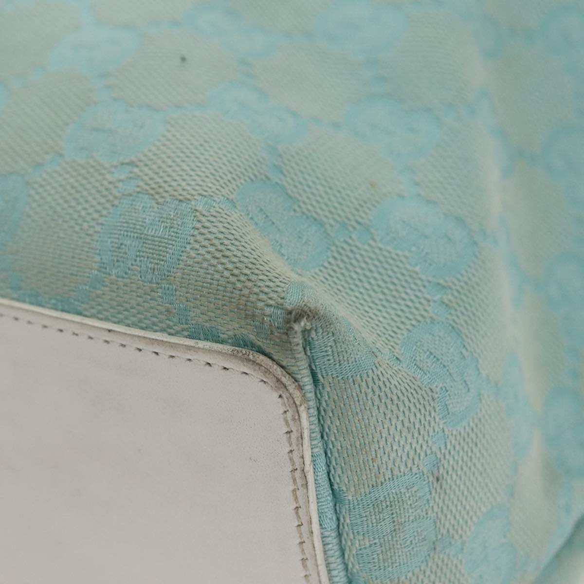 GUCCI GG Canvas Tote Bag Light Blue White Gold 002 002 - 15