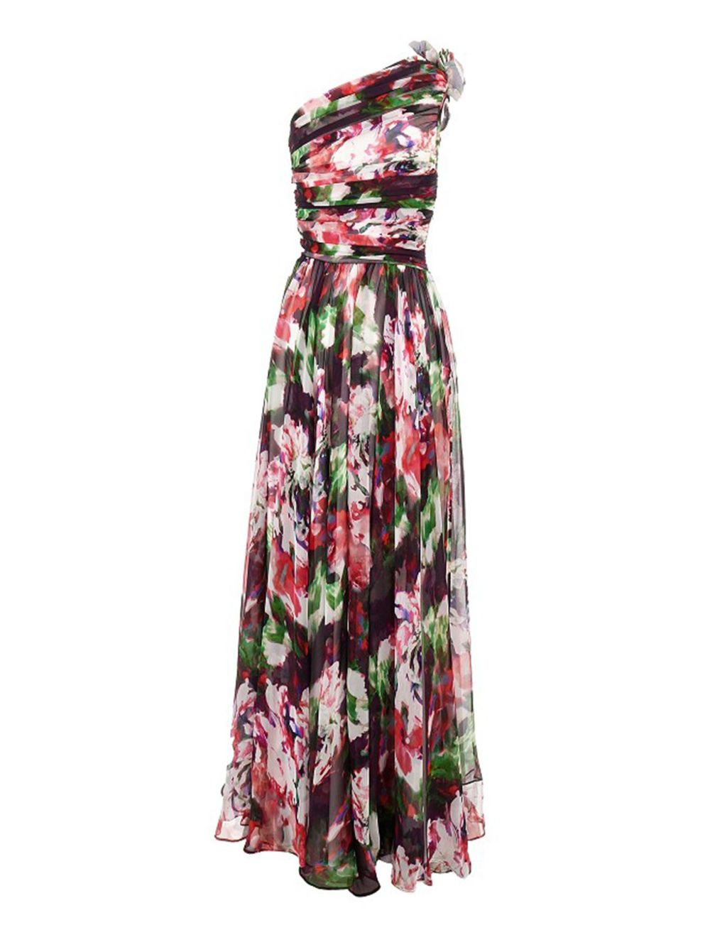 floral-print one-shoulder maxi dress - 2