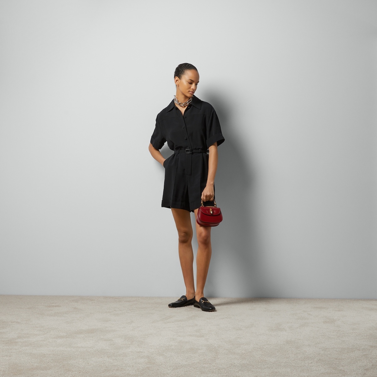 Viscose crêpe cady short jumpsuit - 2