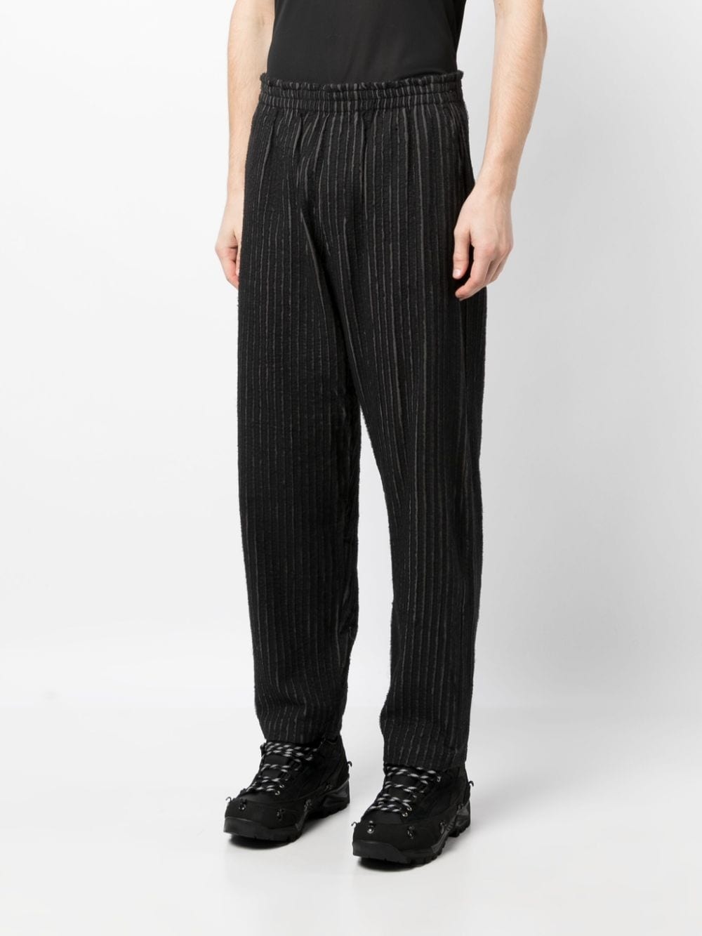 ripped striped straight-leg trousers - 3