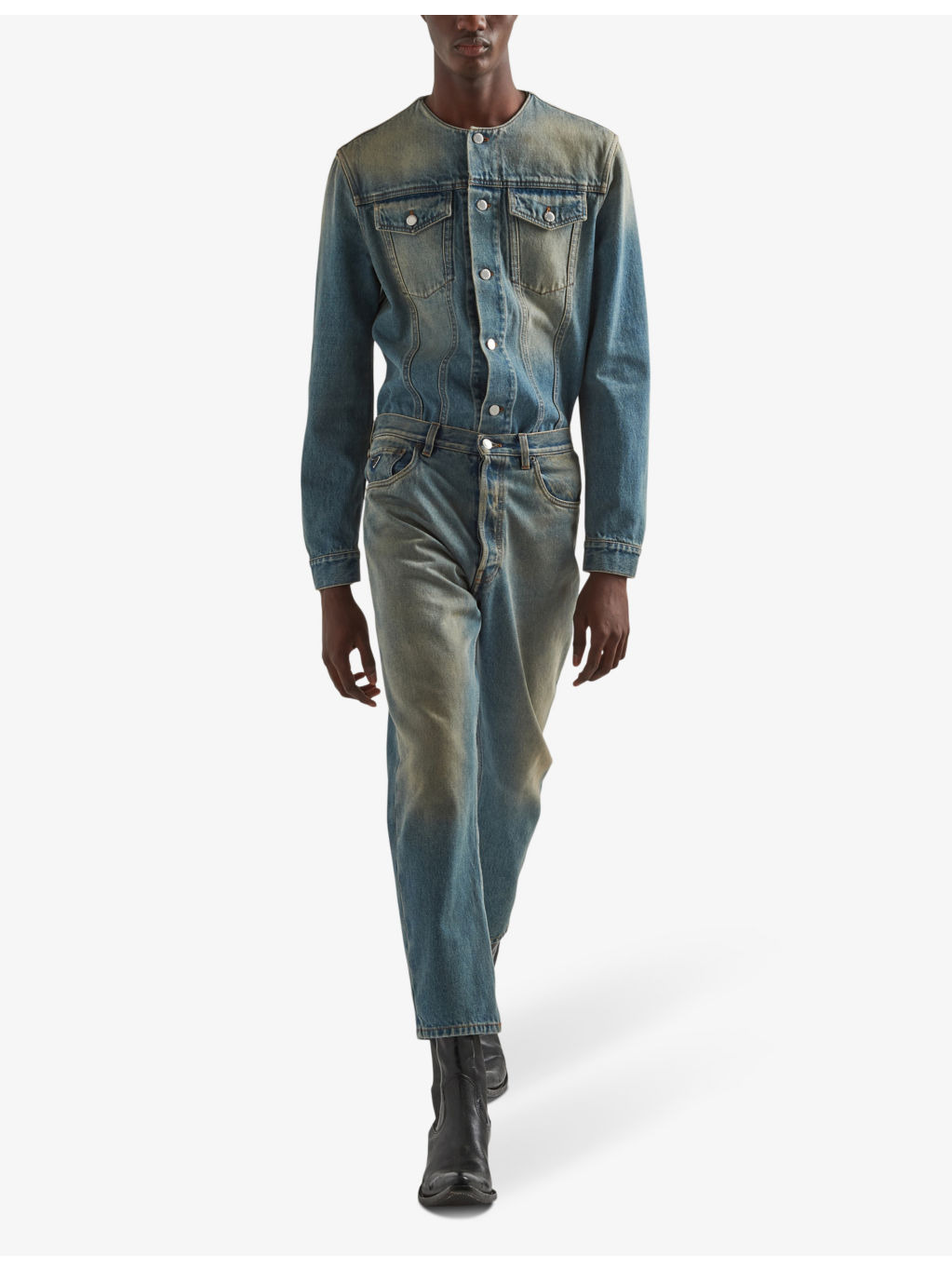 Logo-plaque cropped tapered-leg jeans - 2