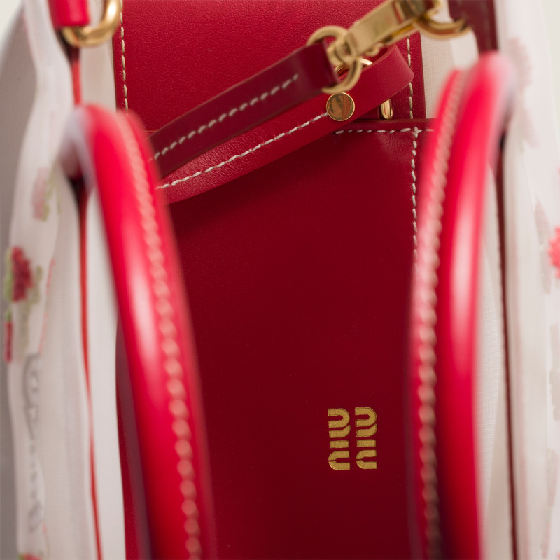Embroidered mesh top-handle bag 4