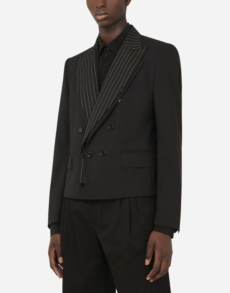 Wool Sicilia-fit jacket with contrasting pinstripe - 4