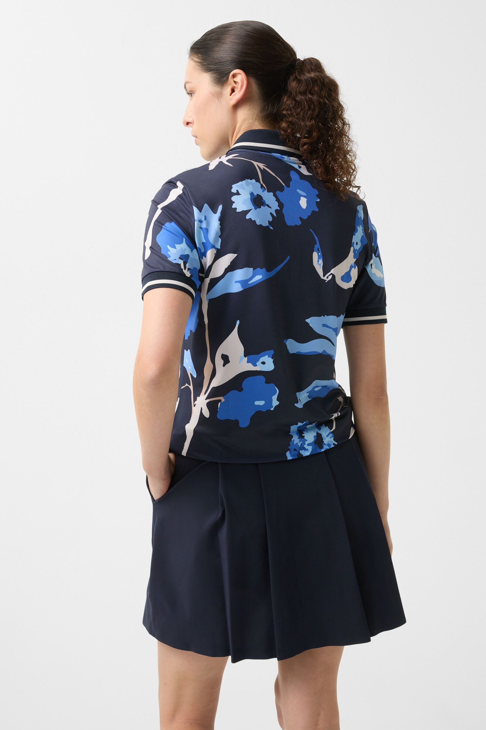 Calista functional short-sleeved top in Navy blue/light blue - 3