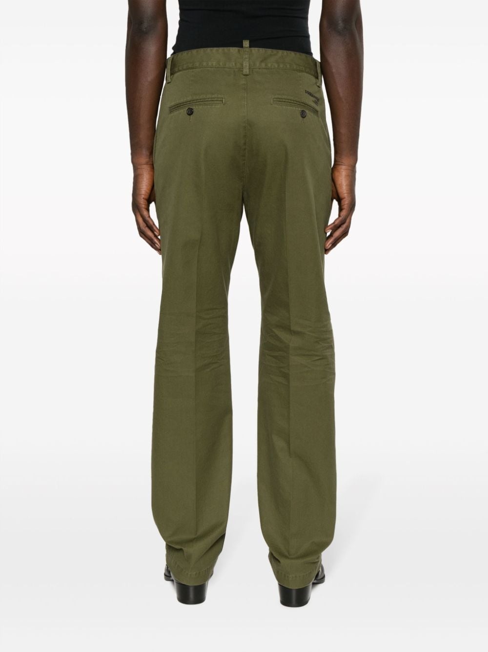 logo-print cotton straight-leg trousers - 4