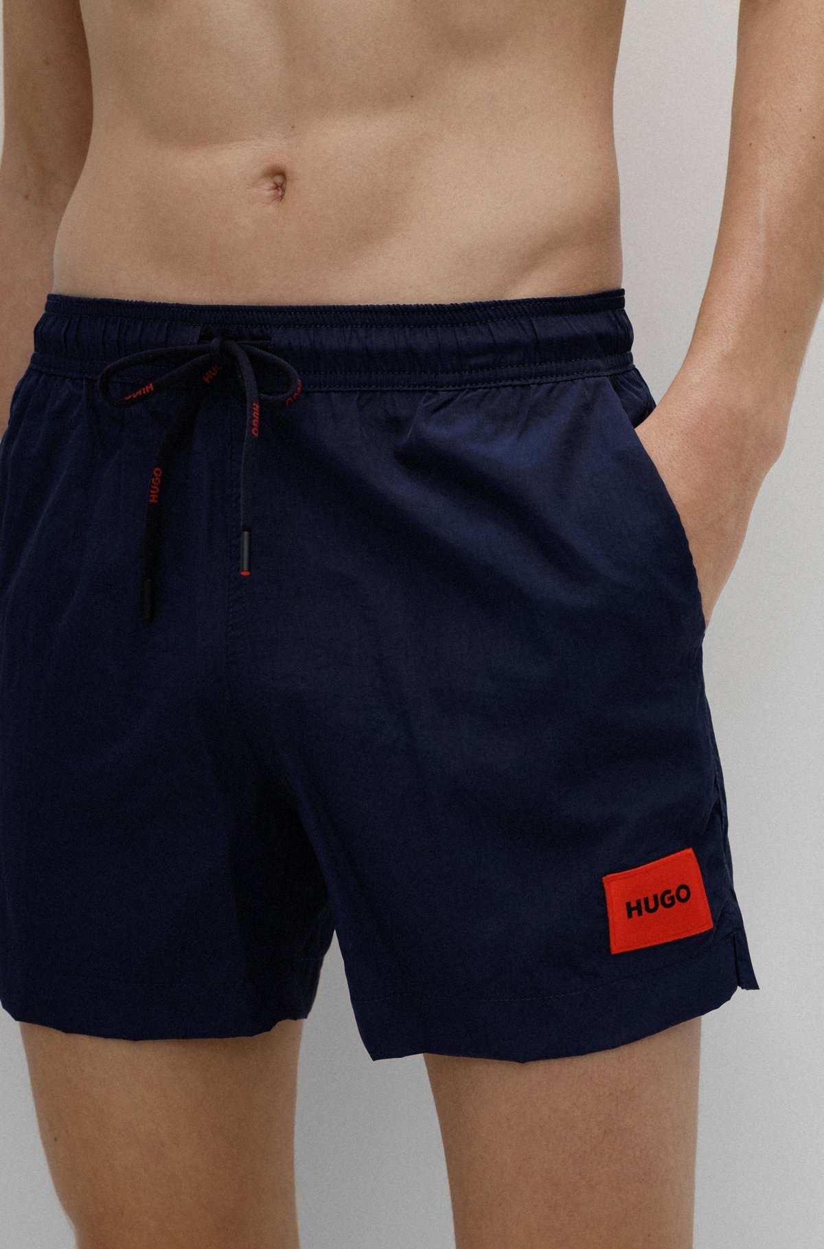 QUICK-DRY SWIM SHORTS WITH RED LOGO LABEL - 3