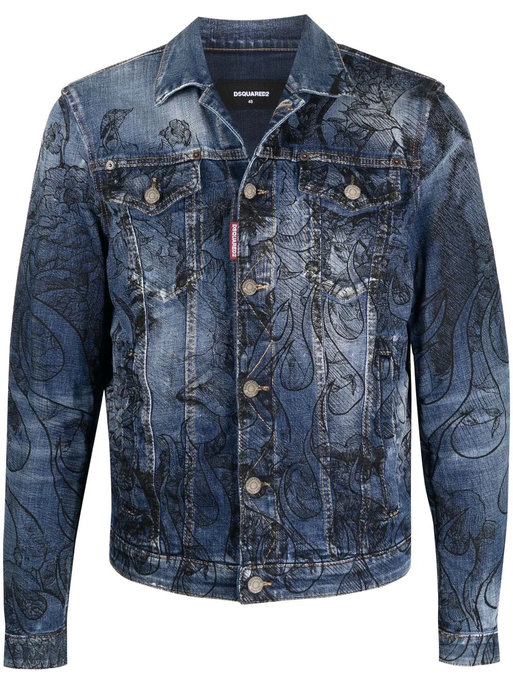 hand-drawn denim jacket - 1