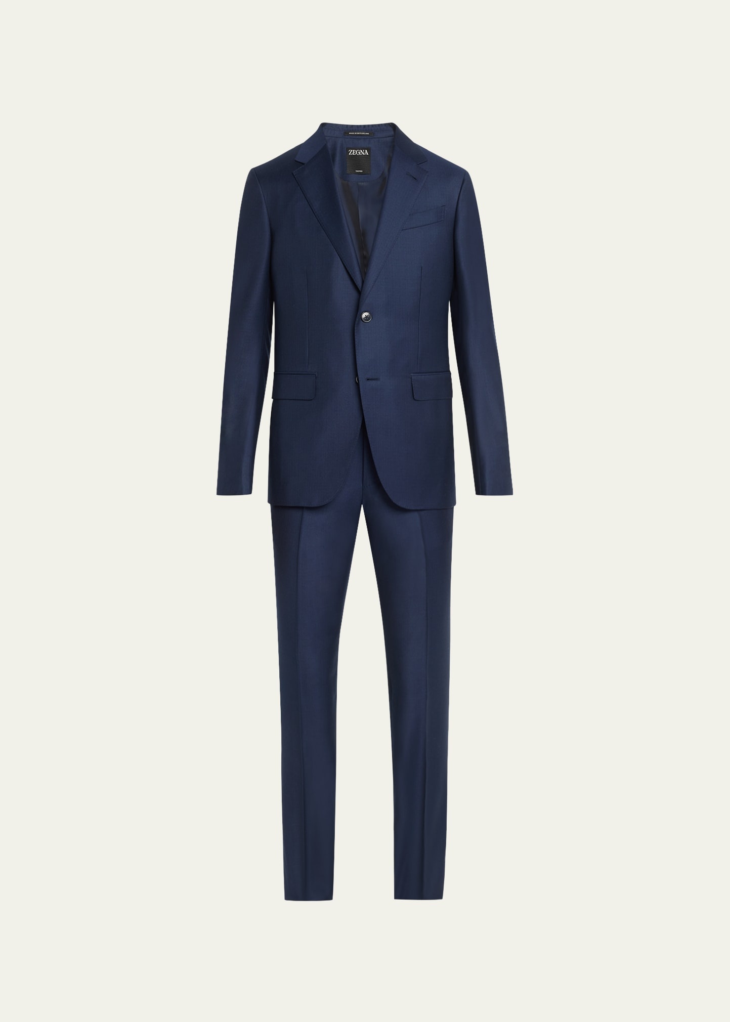 Men's Subtle Herringbone Wool Suit - 1