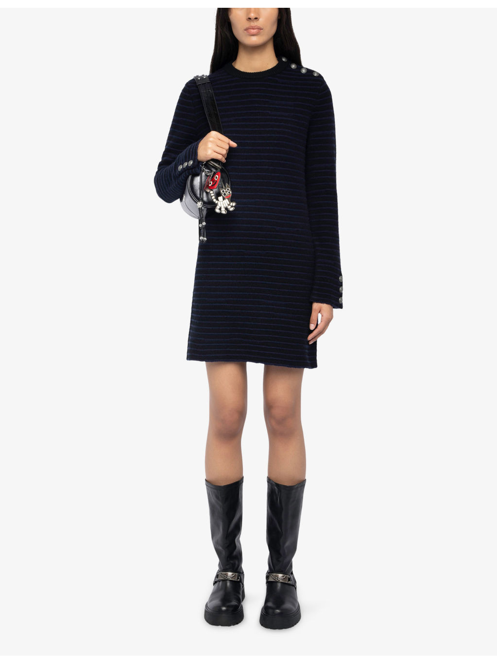 Striped Knitted Wool and Cashmere Mini Dress - 2