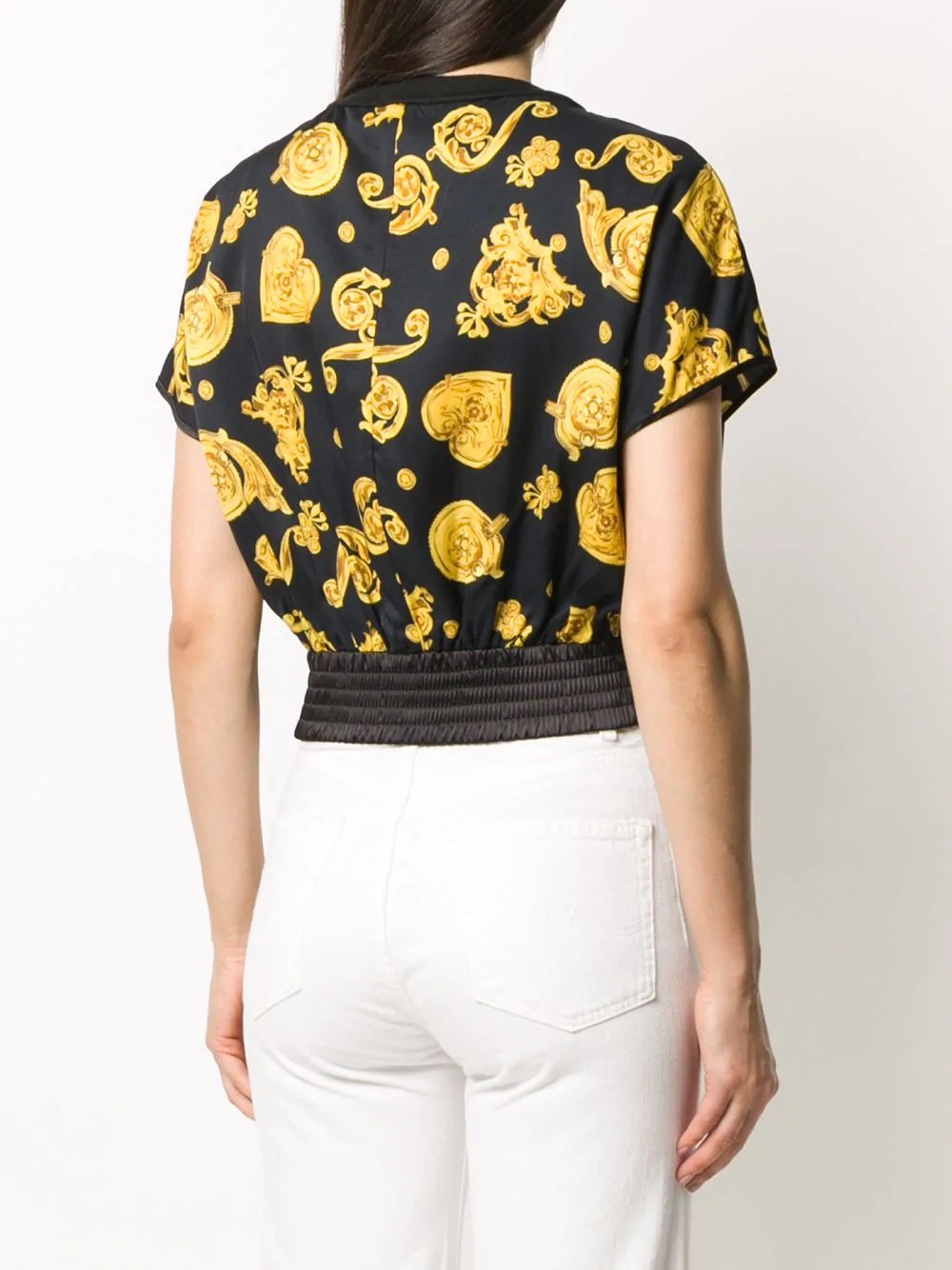 printed cropped T-shirt - 4