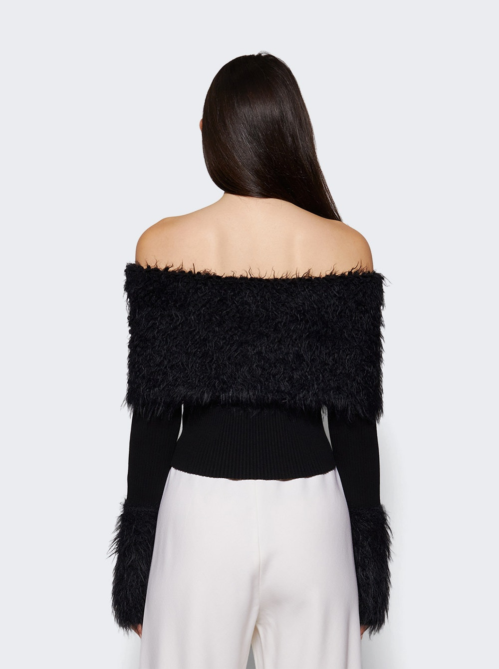 Ribbed Knit And Fuzzy Sweater Black - 4