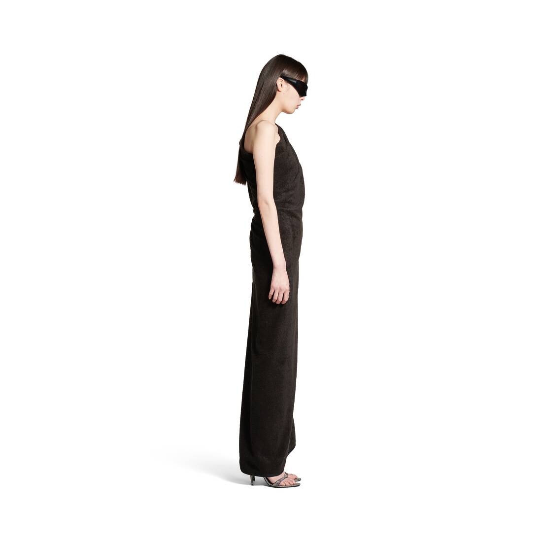 Women's Draped Maxi Dress in Black - 3