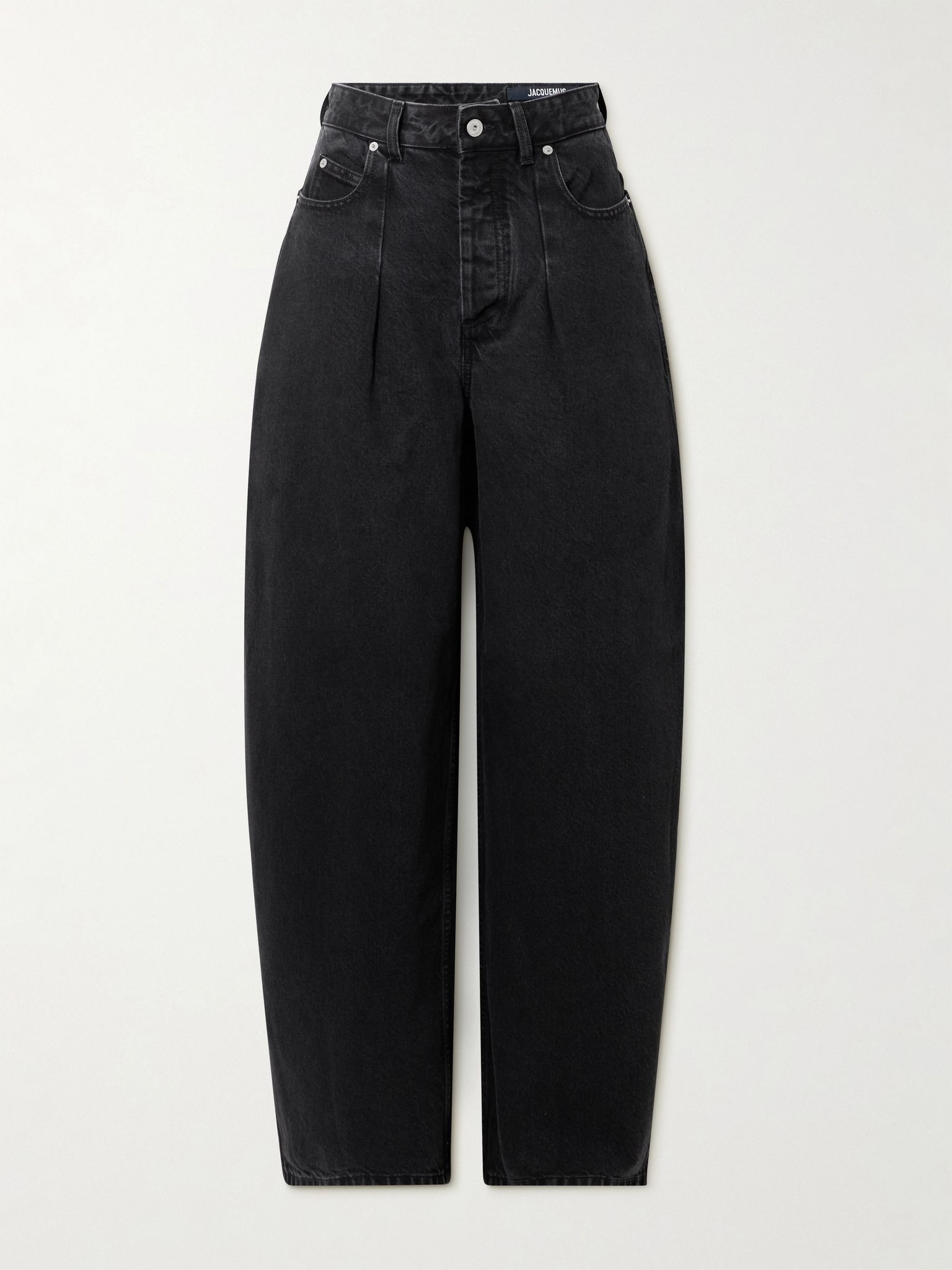 The Ovalo de-Nîmes pleated high-rise barrel-leg jeans Black - 1