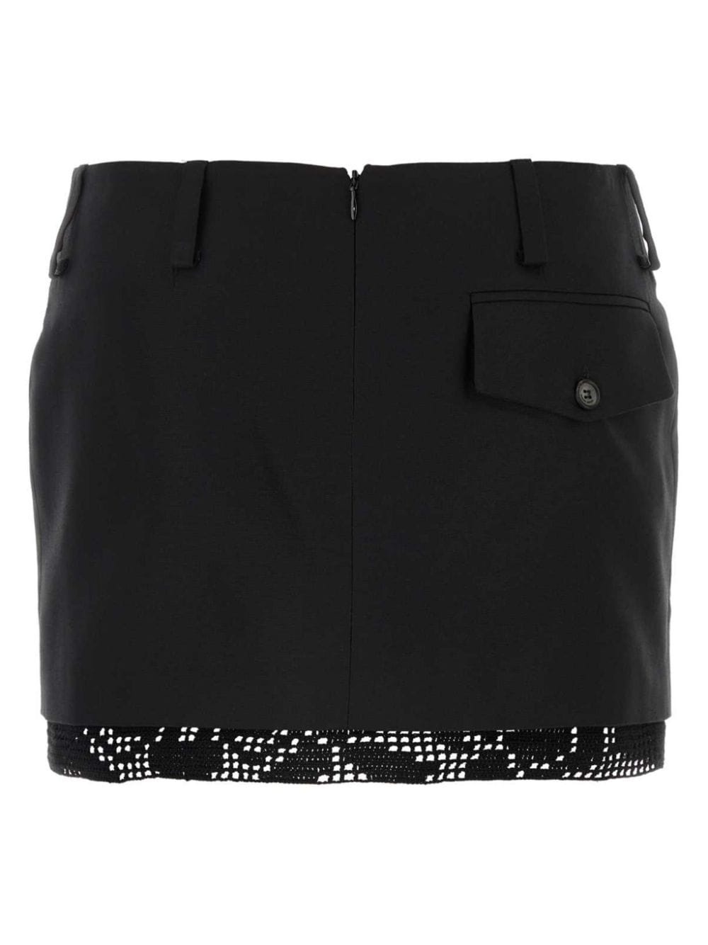 crochet-trimmed silk mini skirt - 2