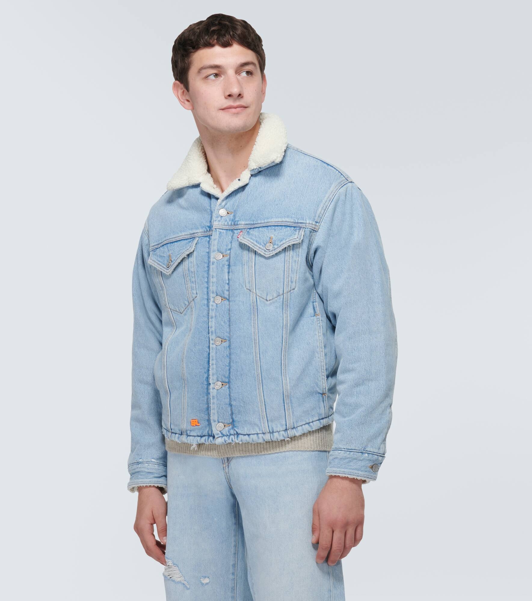 Faux fur-trimmed denim jacket - 3