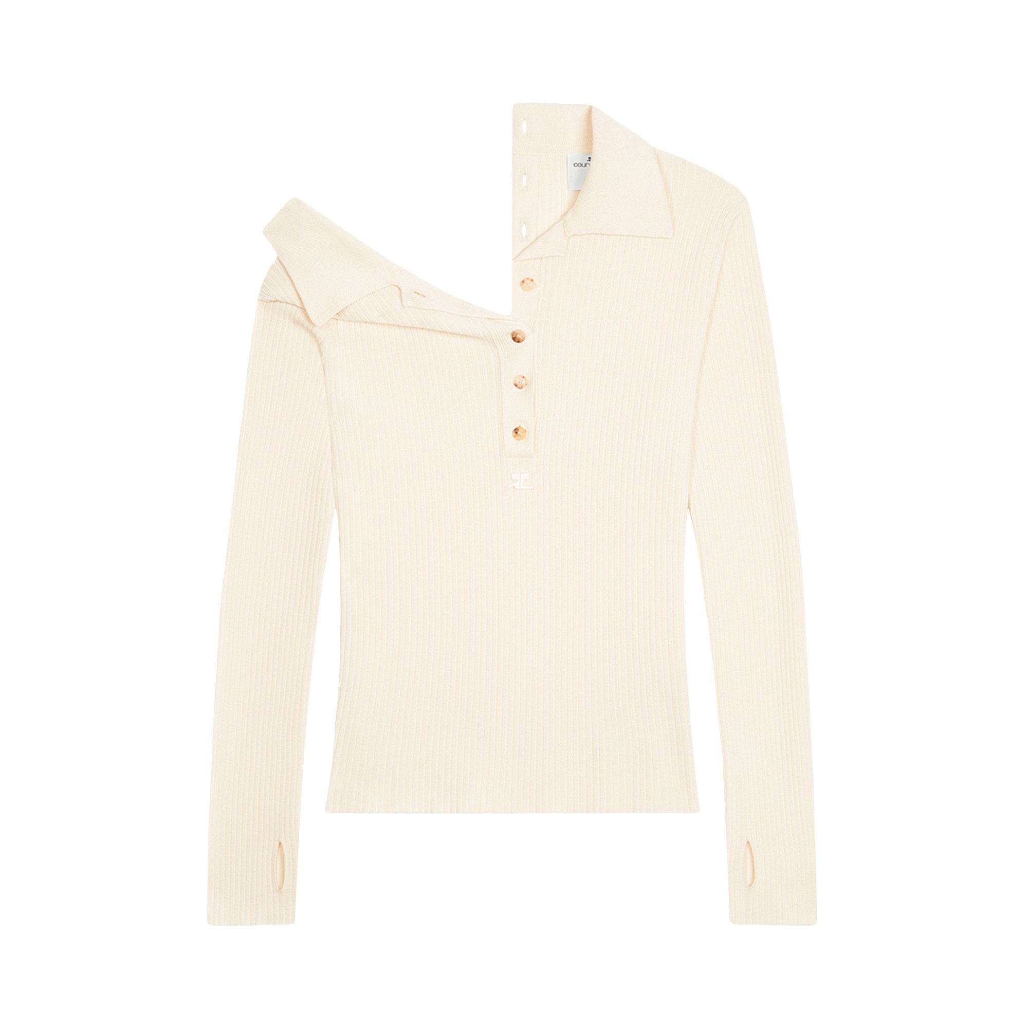 Courrèges Multi-Buttons Light Wool Polo 'Ivory' - 1