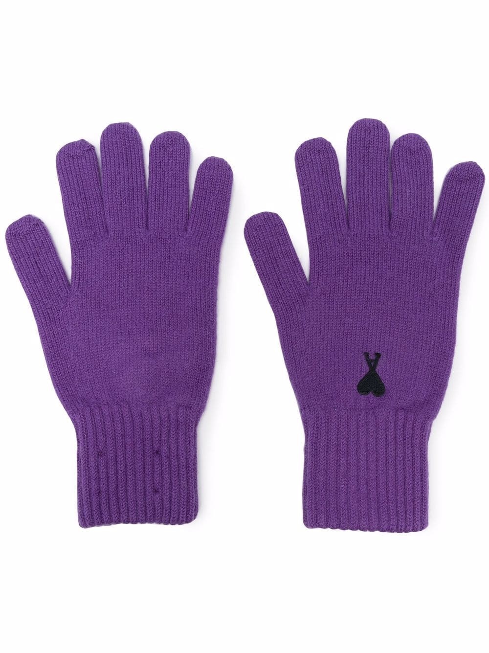 logo-embroidered merino gloves - 1