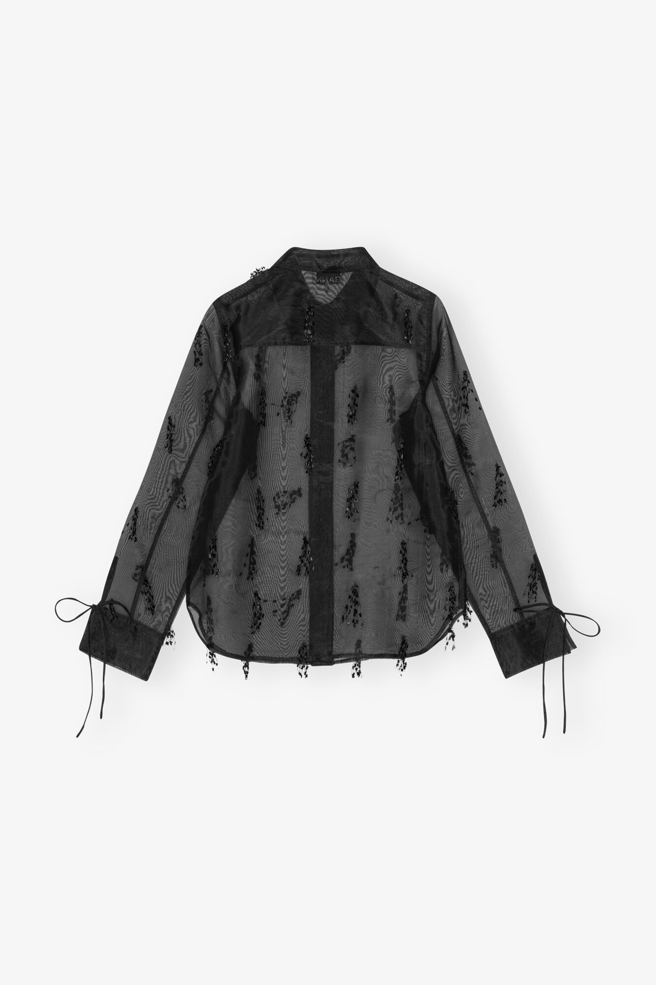 BLACK FRINGED ORGANZA SHIRT - 6