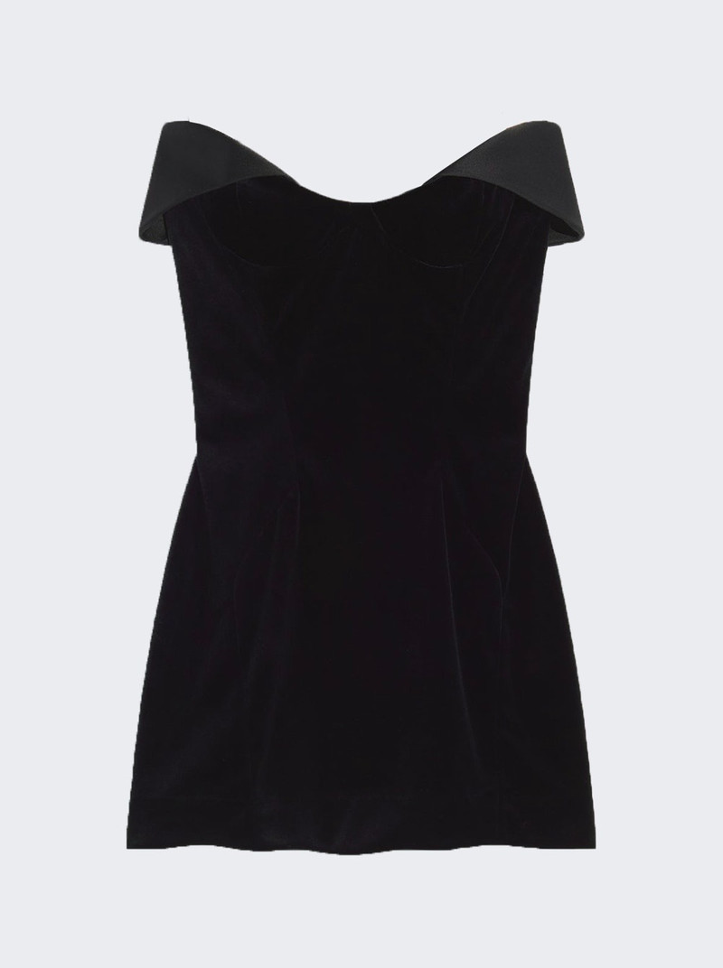 Velvet And Satin Mini Dress Black - 1