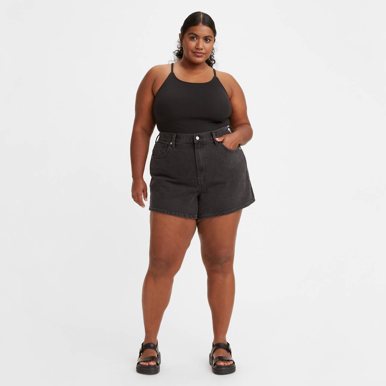 HIGH WAISTED MOM WOMEN'S SHORTS (PLUS SIZE) - 1