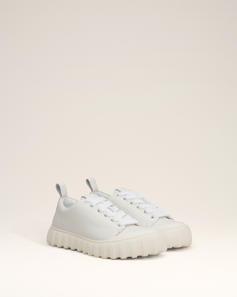 WHITE LEATHER LOW TOP TEMPO SNEAKERS 3