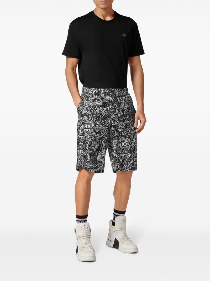PHILIPP PLEIN tattoo-print silk shorts outlook