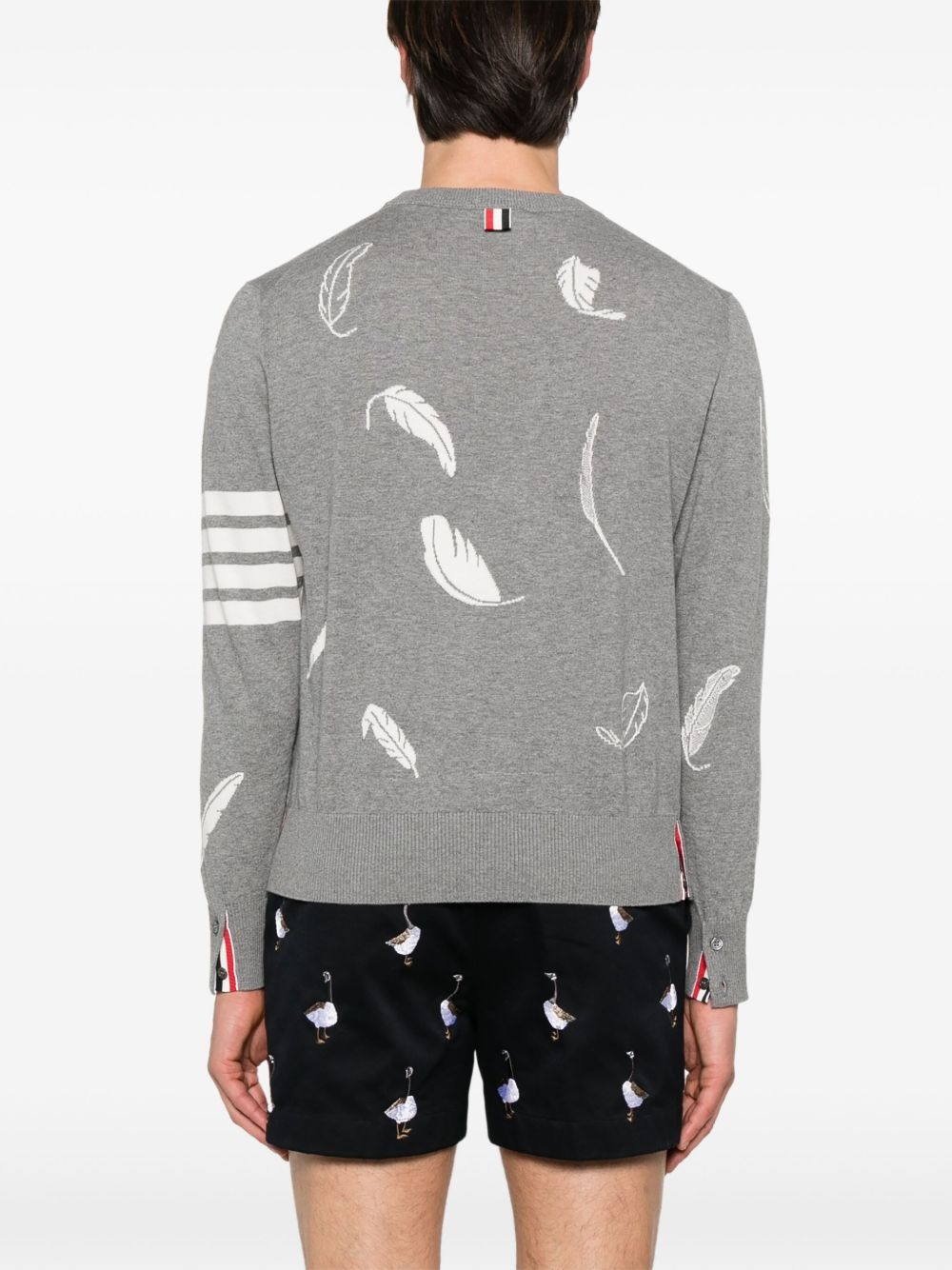 feather-intarsia cotton sweater - 4