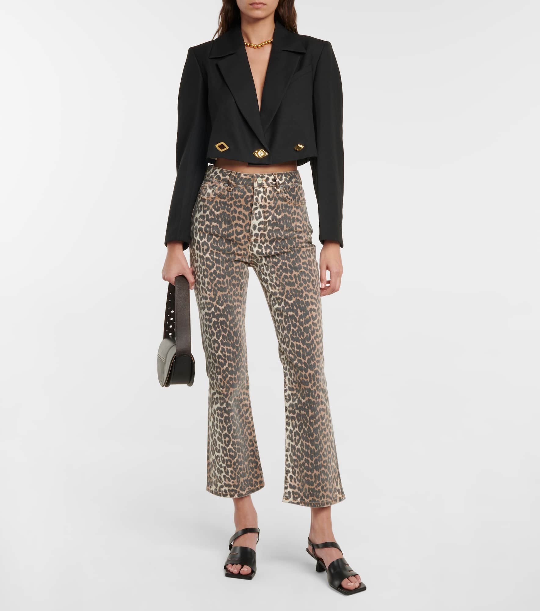 Leopard-print high-rise flared jeans - 2