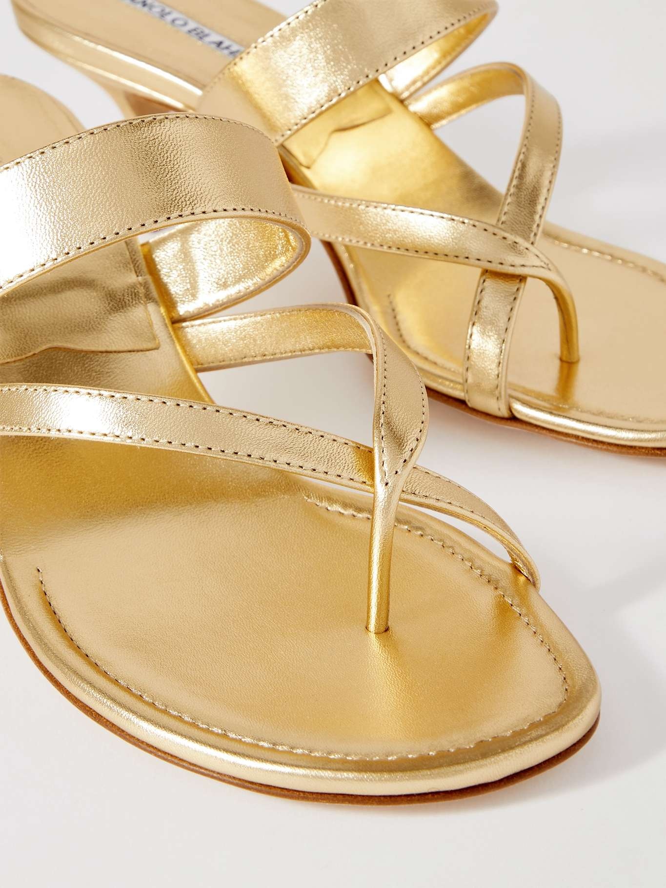 Manolo Blahnik Susa 50 metallic leather sandals | REVERSIBLE