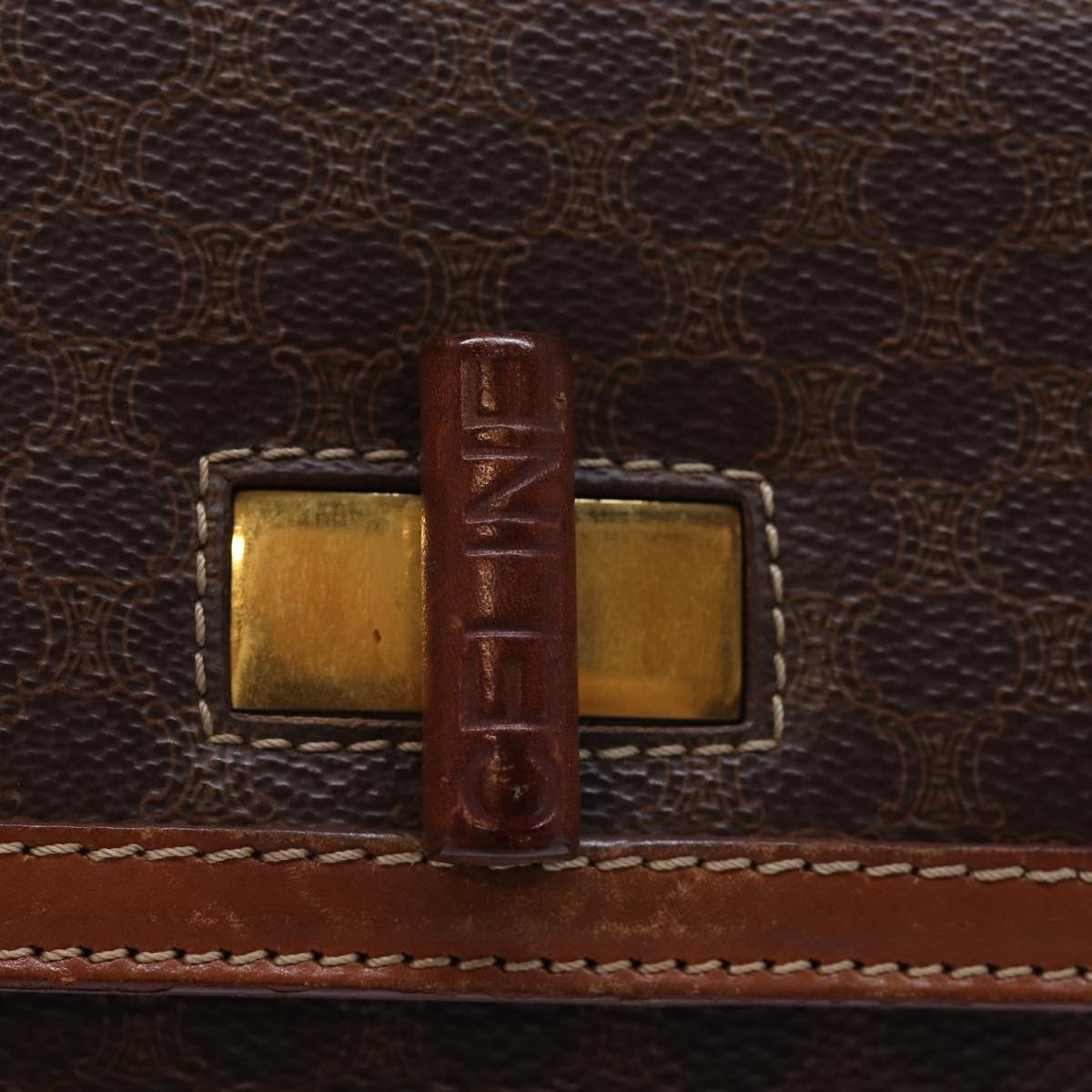CELINE Macadam Canvas Hand Bag Pvc Brown - 15