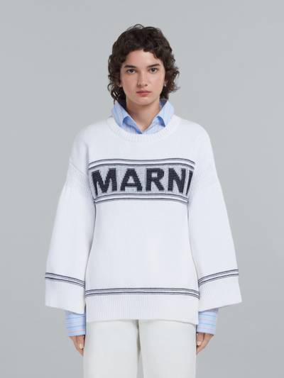 Marni WHITE COTTON SWEATER WITH LOGO outlook