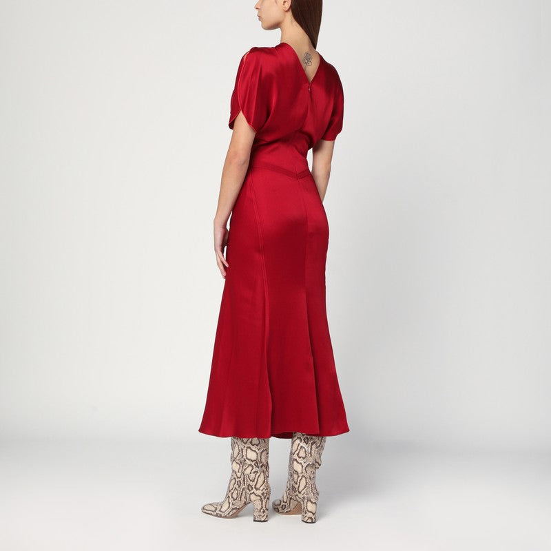 Victoria Beckham Fuchsia Pink Midi Dress With Gathered Waist Women - 2