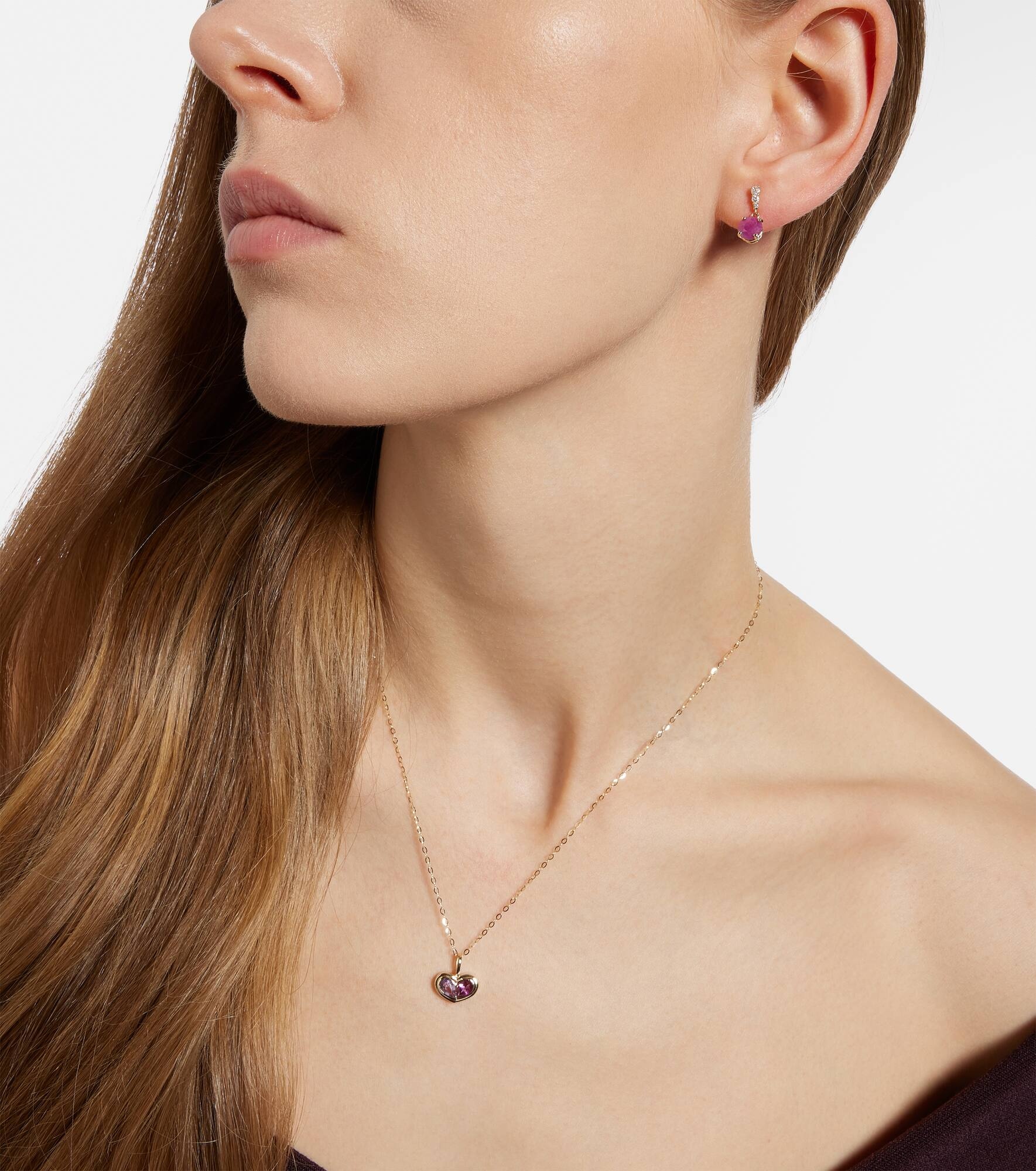 14kt gold earrings with rubies and diamonds - 5