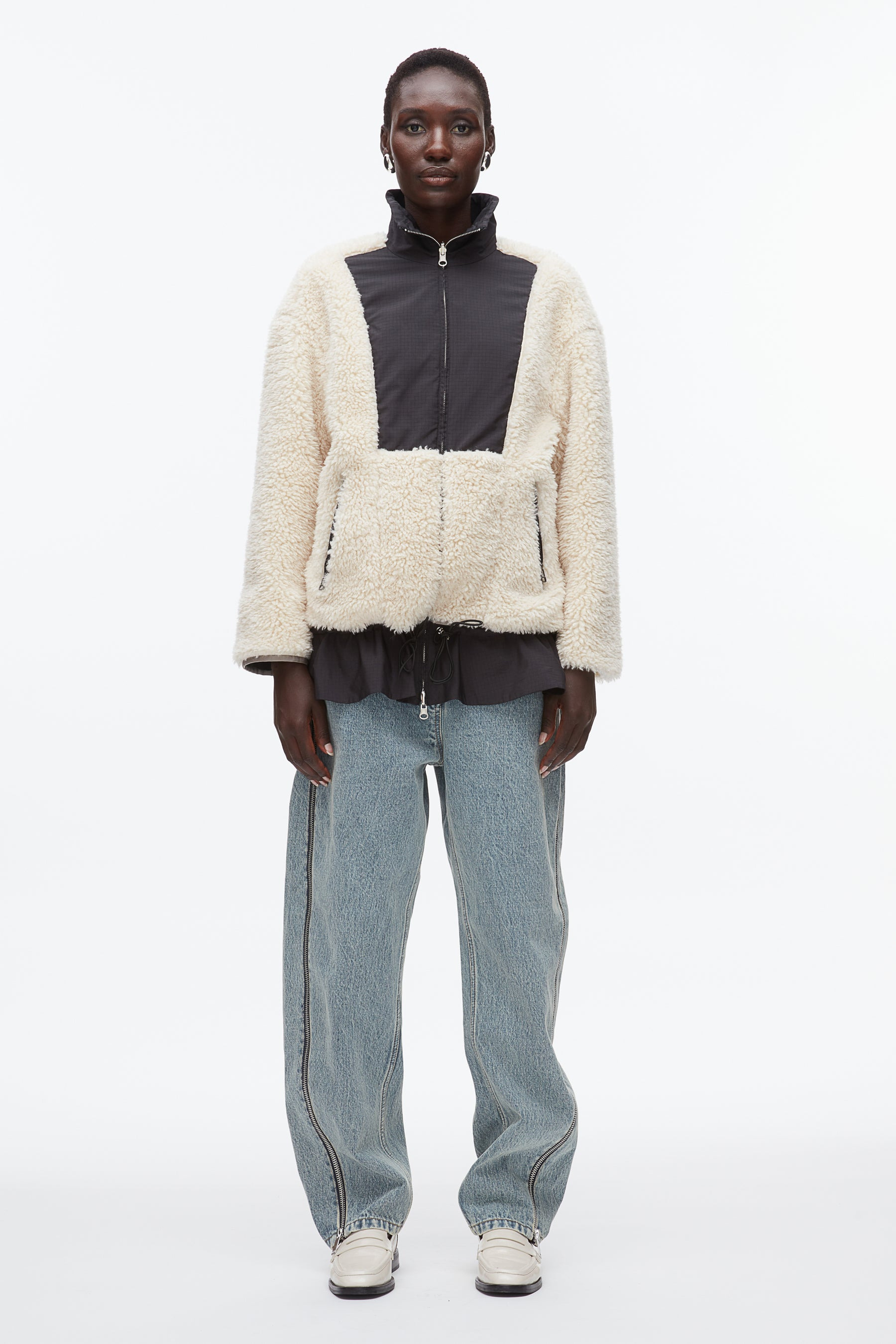 Flounce Hem Sherpa Jacket - 2