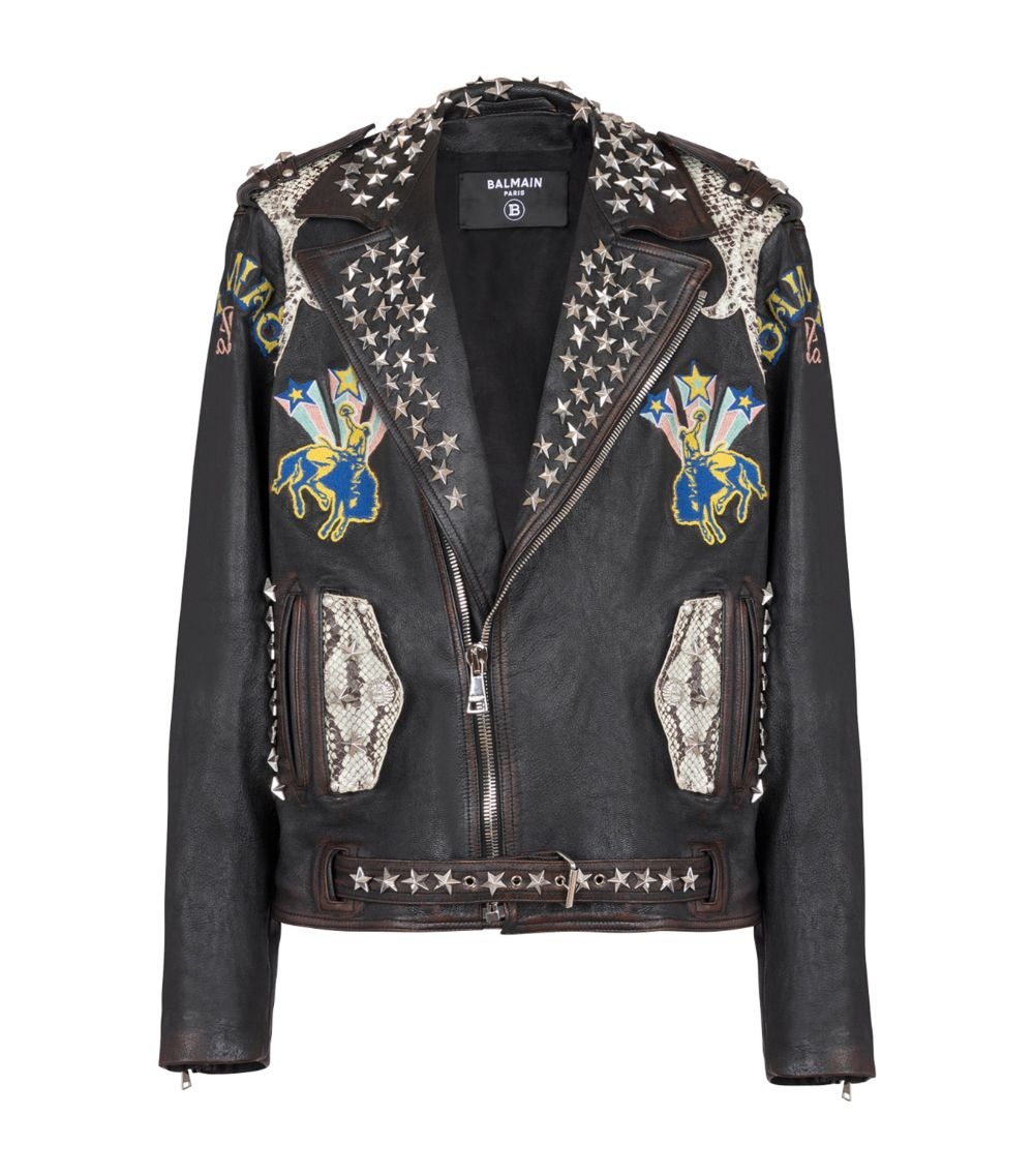 Balmain Leather Western Biker Jacket harrods REVERSIBLE