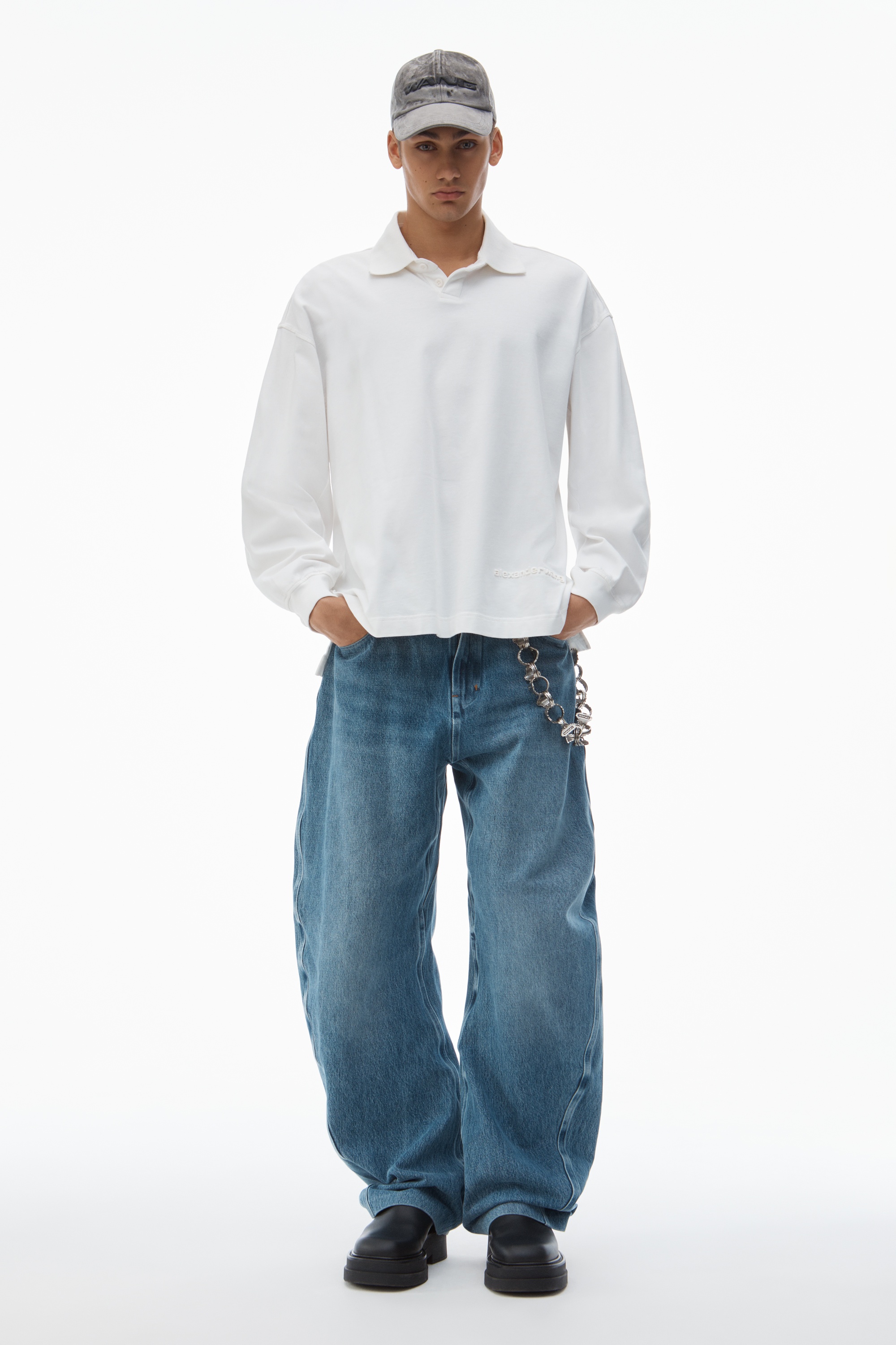 Men's Long-Sleeve Polo Tee in Cotton Jersey - 5