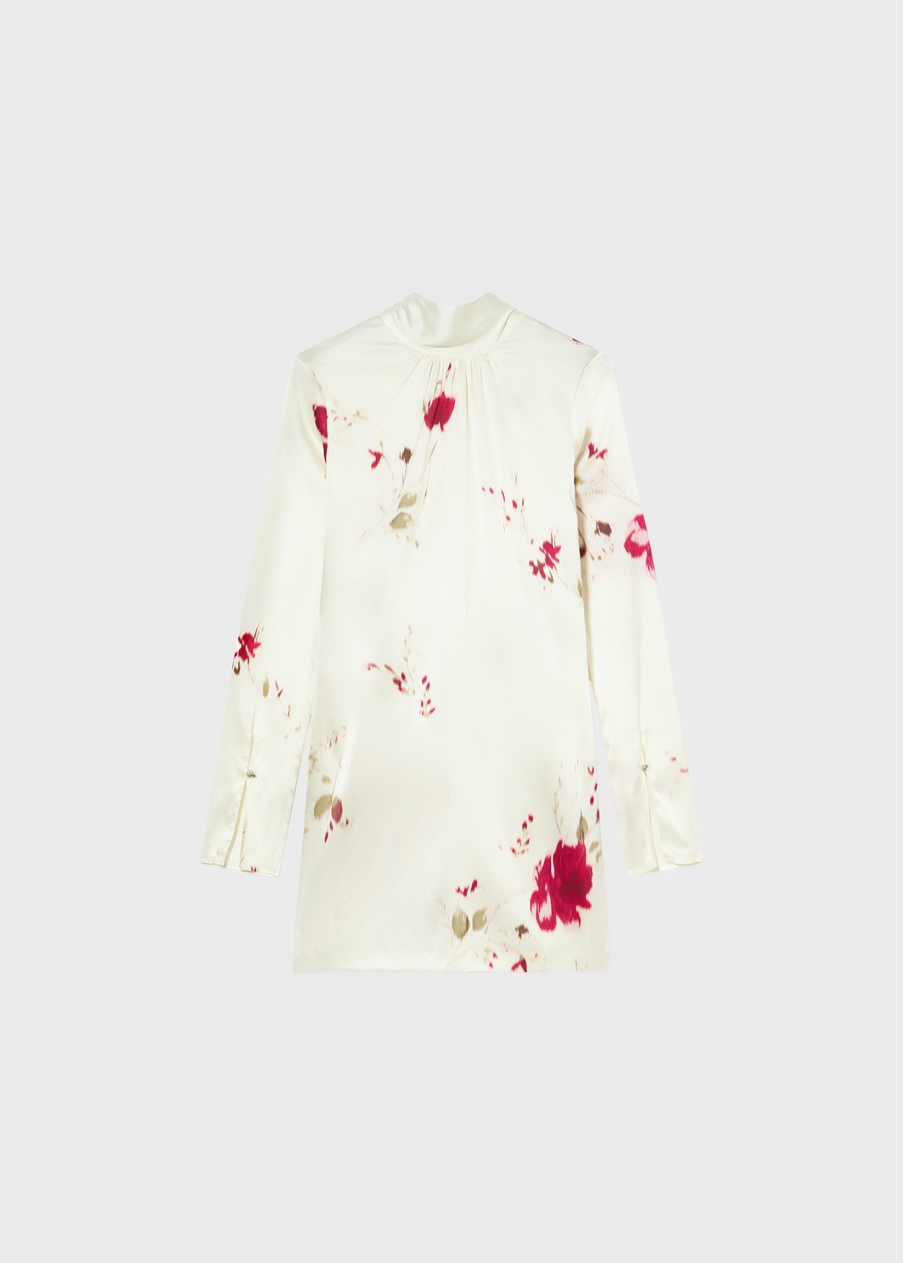 ROSES PRINT SILK SATIN DRESS - 1