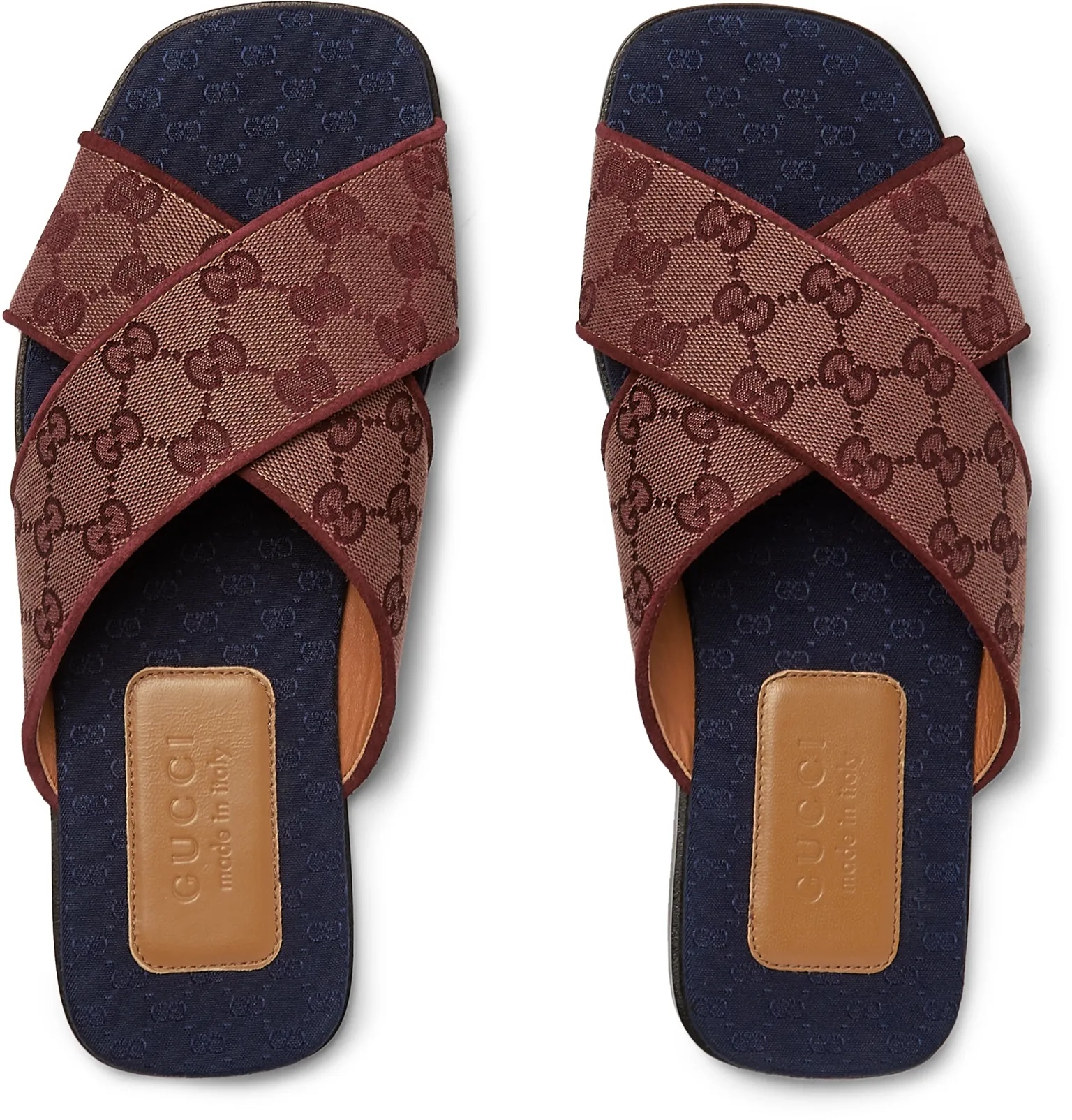 Suede-Trimmed Monogrammed Canvas Slides - 7