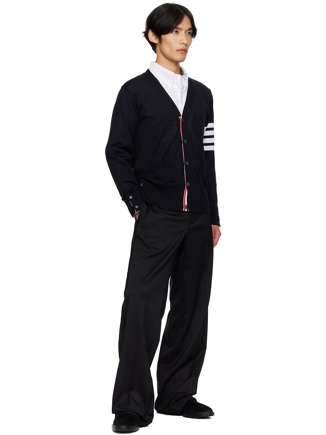 Navy Classic V-Neck Cardigan - 4